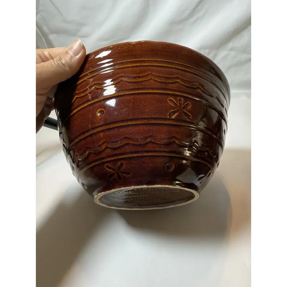 MarCrest Mixing Stoneware Bowl Oven Proof Set 2pc Embossed Floral 8